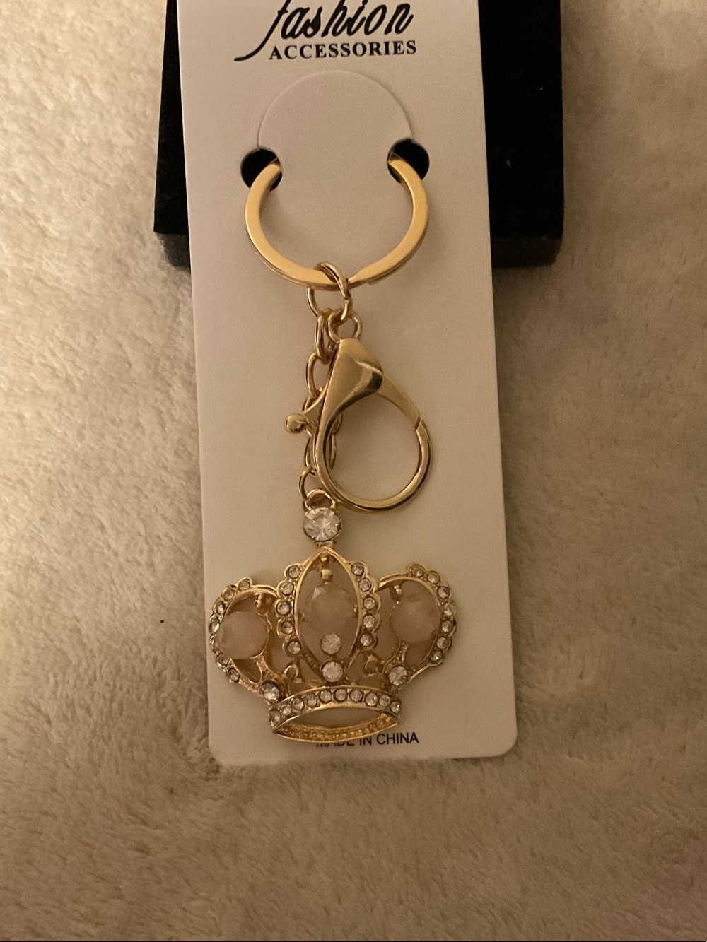 Gold Crown Key & Card Holder Keyring - Elegant Gold Accent